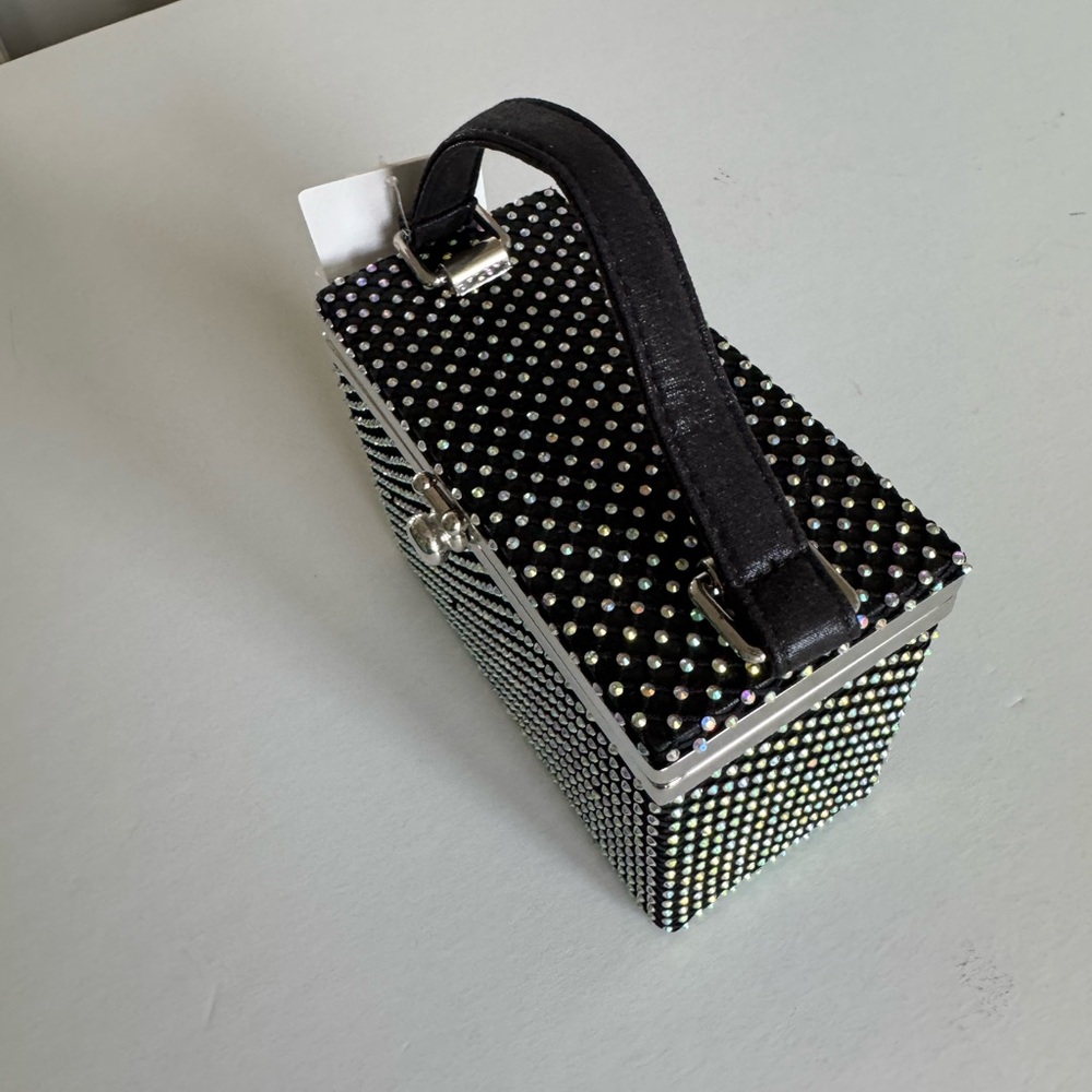 Evening Purse, Boxy, Silver Hardware, Covered in rhinestones (2 missing) NWT - Picture 5 of 5